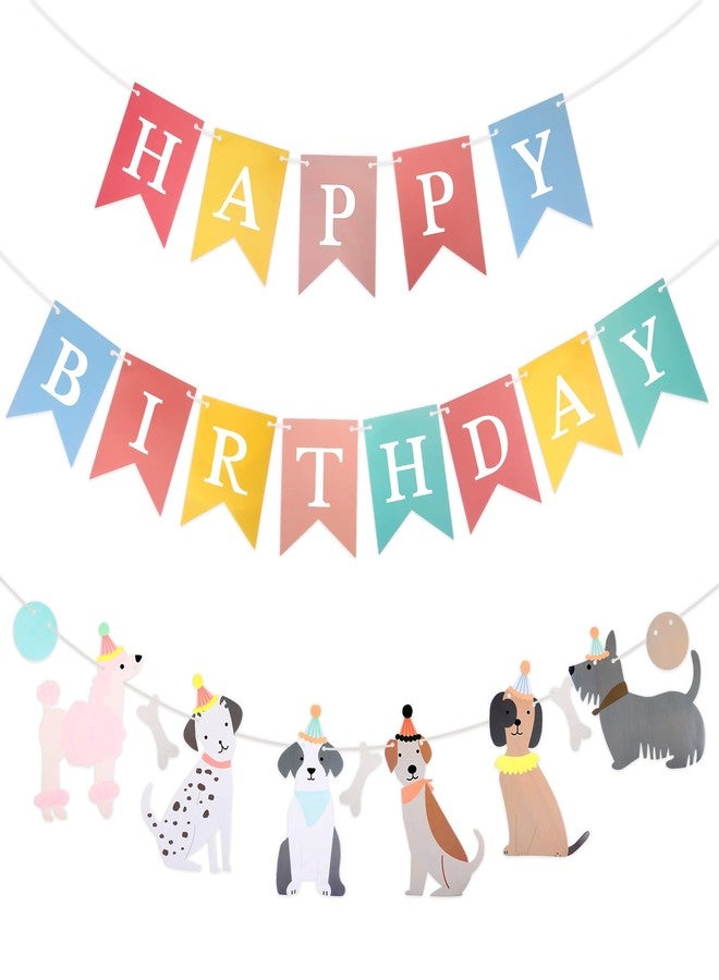 Quilax Dog Themed Banner Happy Birthday Banner Decoration, Puppy Birthday Party Decorations for Pet Puppy Birthdays Party Supplies - Image 1